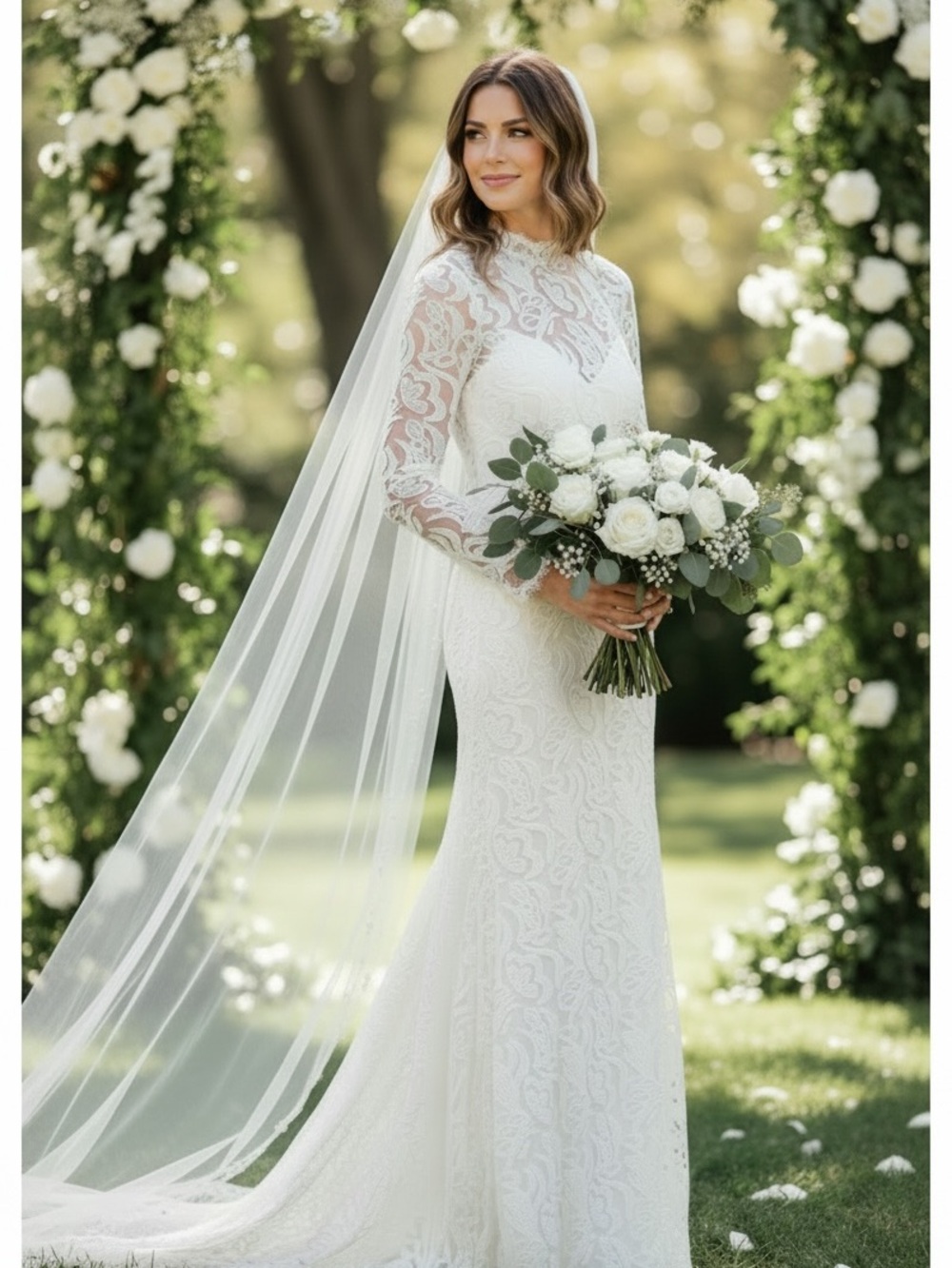 Carla Zampatti White Moonstone Lace the Lily Wedding w/ Train Gown New with Tag